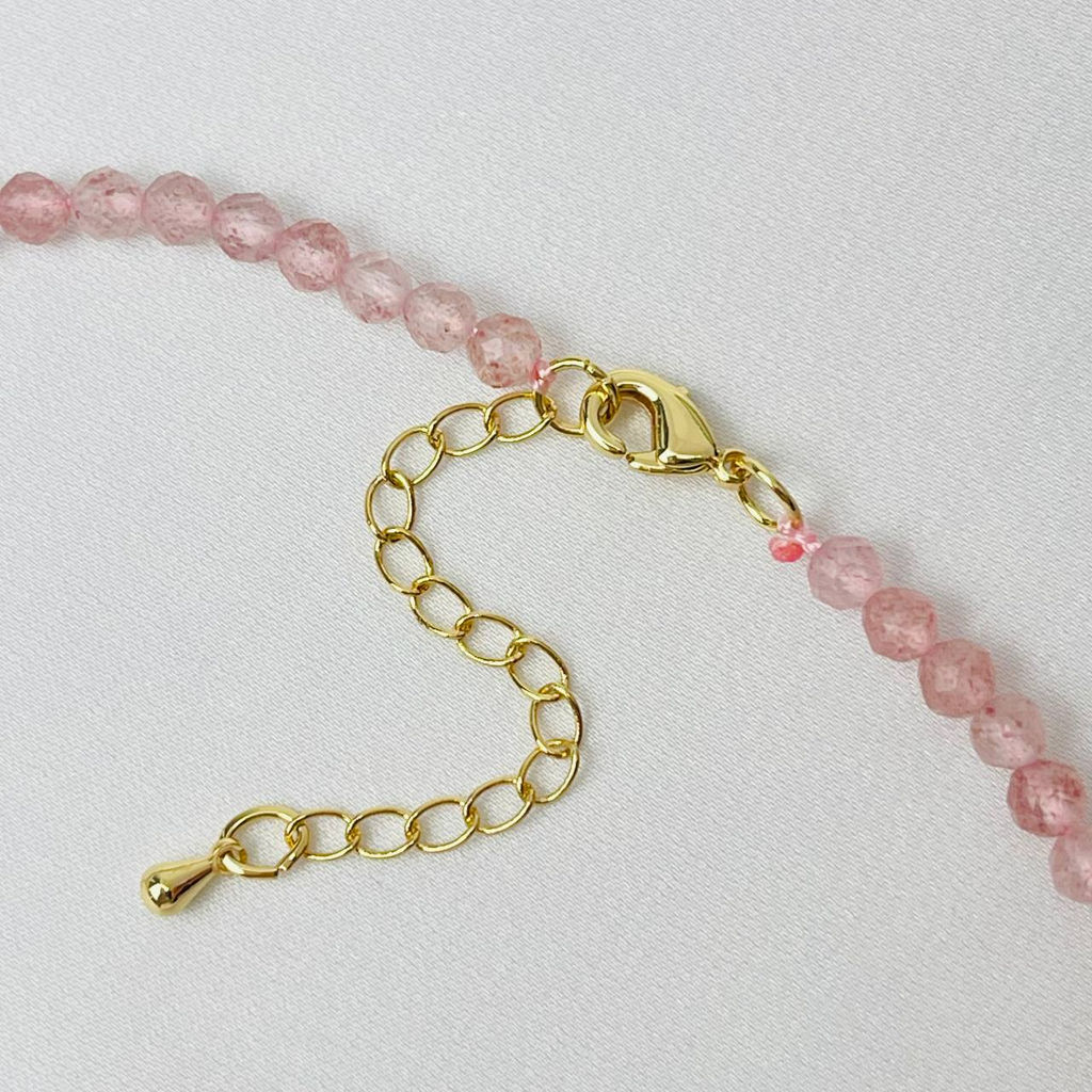 Колье из Клубничного кварца "градиент" 45 см +