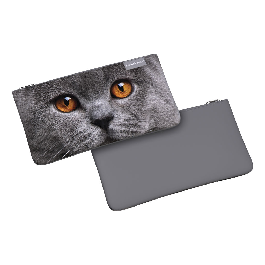 Цена за 1 шт. Пенал конверт ErichKrause Light 220x120мм Grey Cat