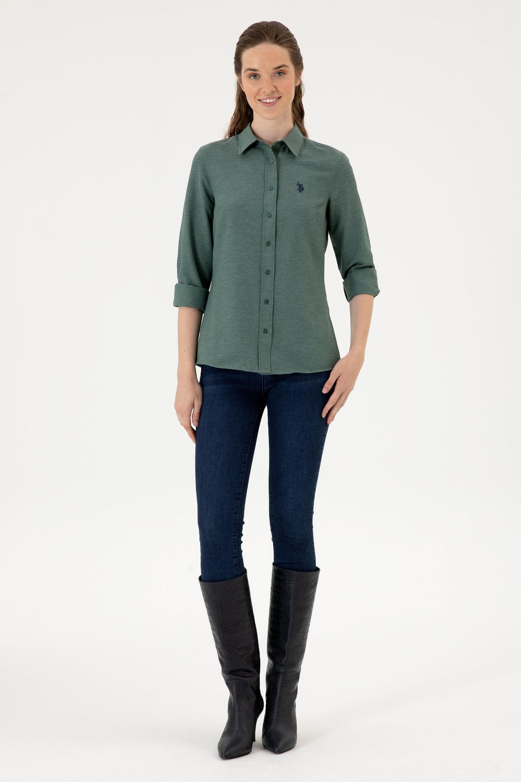 Kad_n Koyu Ye_il Uzun Kollu Basic G_mlek Sepette S_rpriz _ndirim - U.s. polo assn фото 4