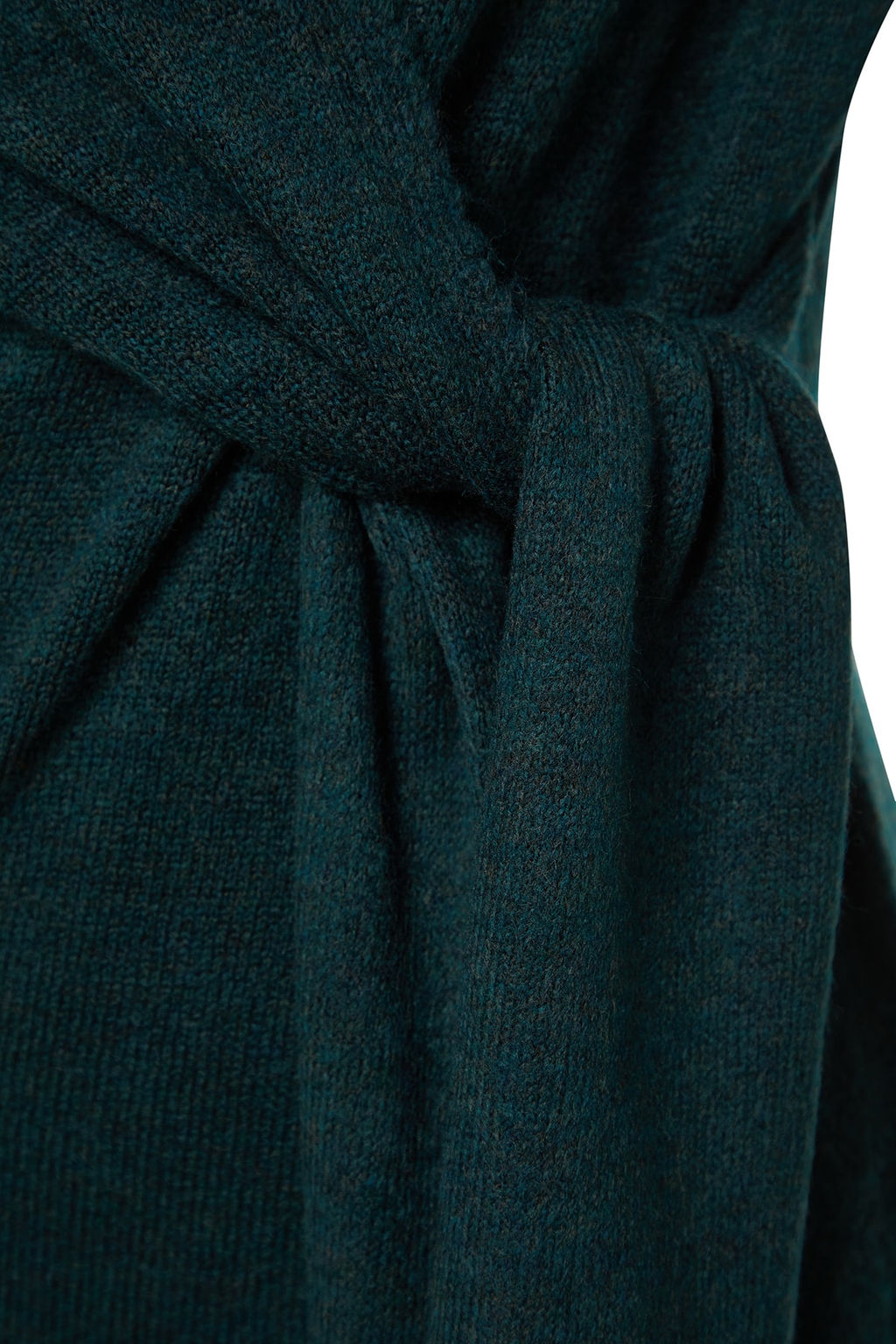 Zumrut Yesili Yumusak Dokulu Midi Triko Kruvaze Yaka Baglamal? Elbise TWOAW21EL0260