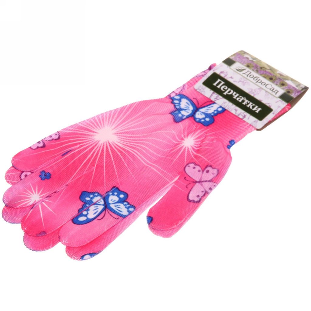 Цена за 12 шт. Перчатки нейлоновые "Лайт-Бабочки" 8 р-р ДоброСад