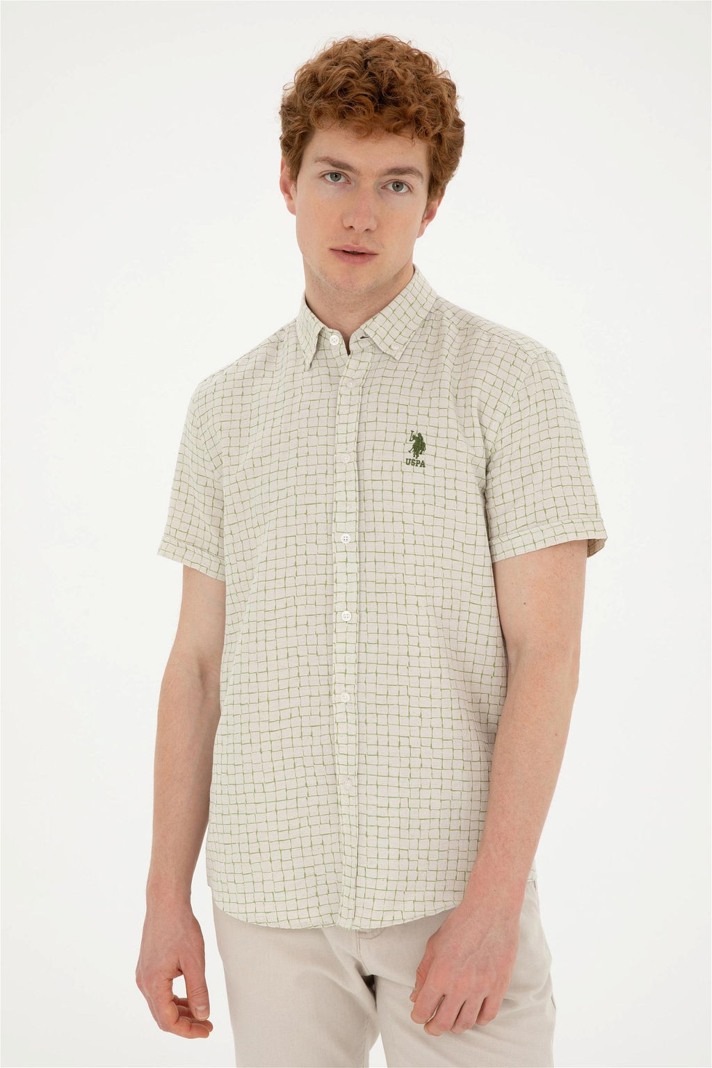 Мужская зеленая рубашка с коротким рукавом Неожиданная скидка в корзине - U.s. polo assn фото 3