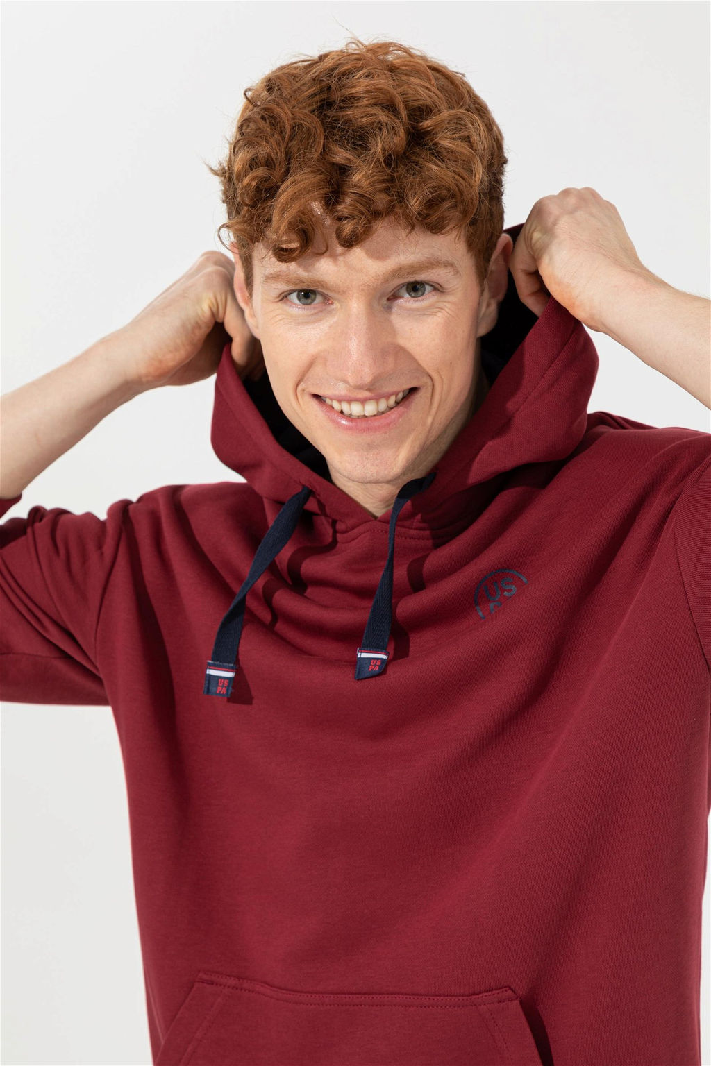 U. S. Polo Assn Мужская толстовка оверсайз с капюшоном вишневого цвета - U.s. polo assn фото 11