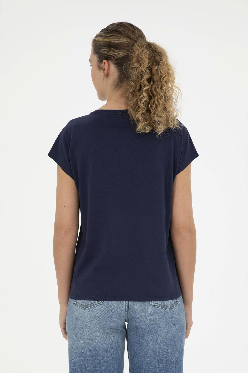 Женская темно-синяя футболка с круглым вырезом - U.s. polo assn фото 5