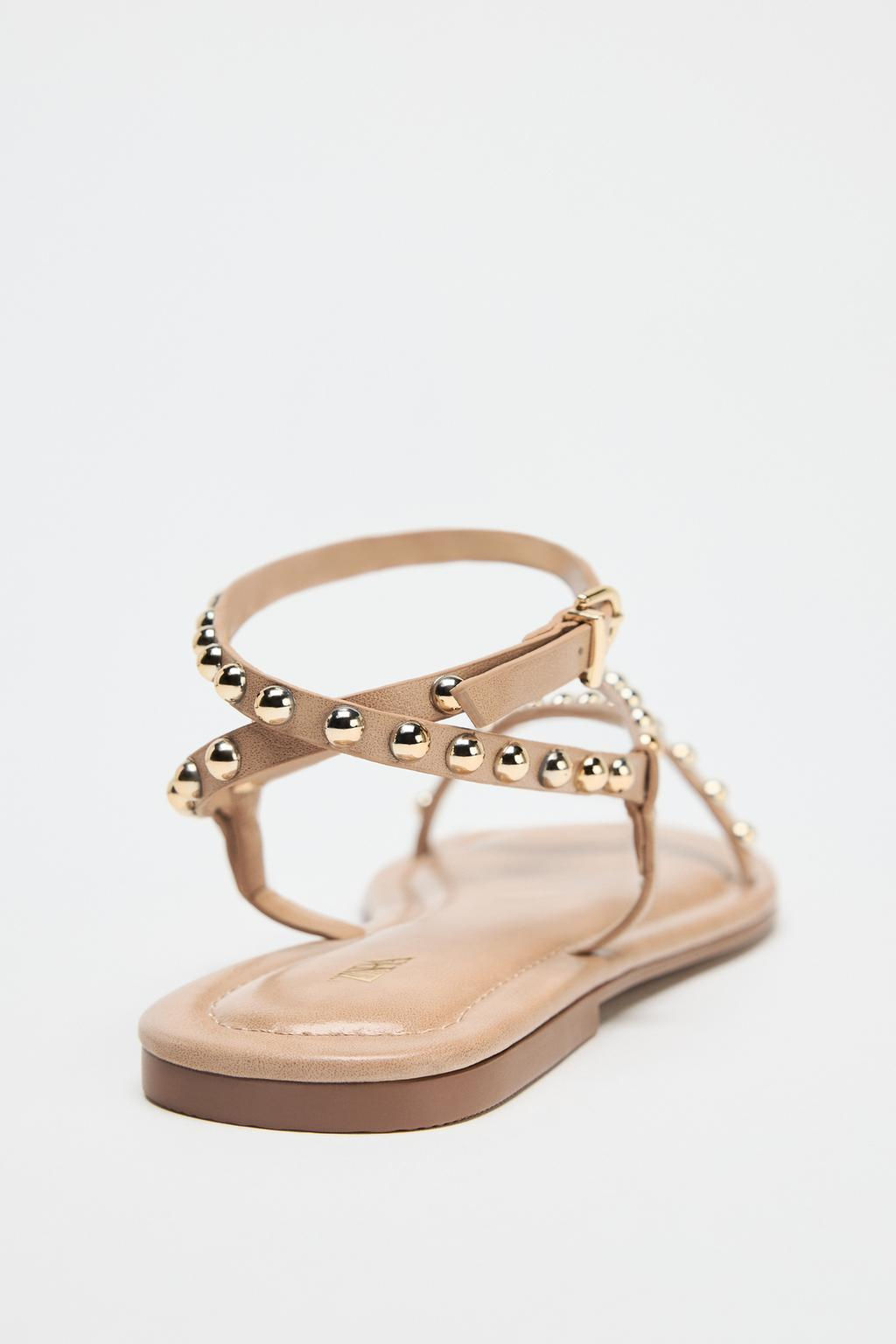 SANDALS WITH METALLIC BEADED STRAPS - Zara фото 5