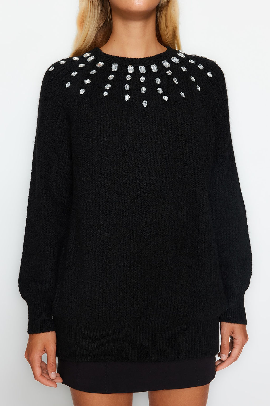 Ekru Yumusak Dokulu Mucevherli Triko Kazak TWOAW24KZ00685 - Trendyolmilla фото 10