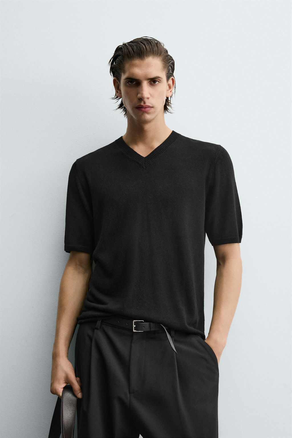 V-NECK KNIT T-SHIRT - Zara фото 2