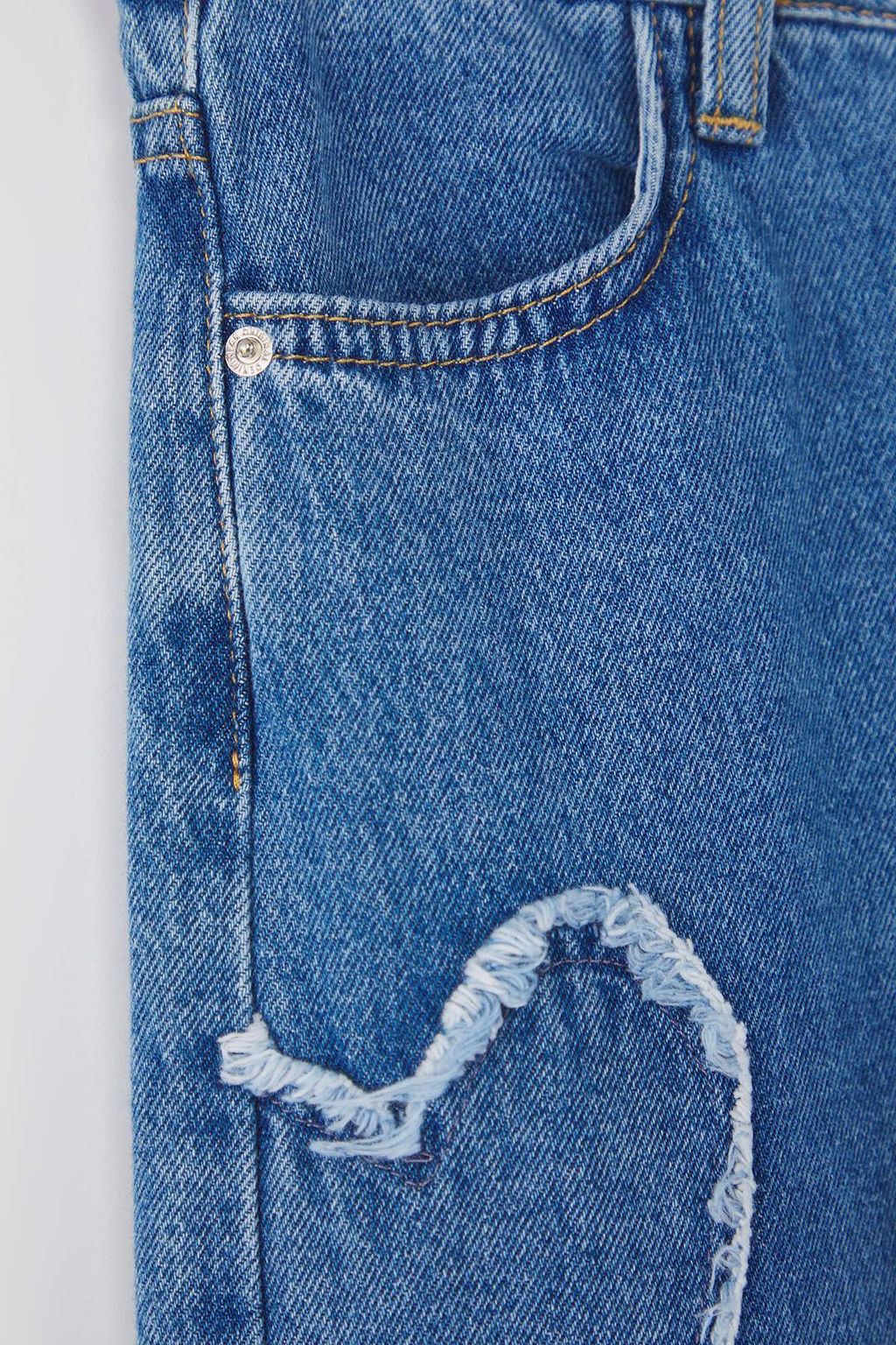 Mavi K?z Cocuk Genis Paca Y?ld?z Desenli %100 Pamuk Lastikli Denim Pantolon TKDAW25PL00001 - Trendyolmilla фото 8