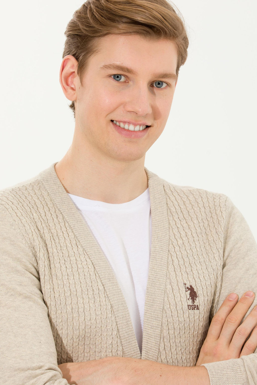 Мужской базовый трикотажный кардиган Stone Melange Неожиданная скидка в корзине - U.s. polo assn фото 2