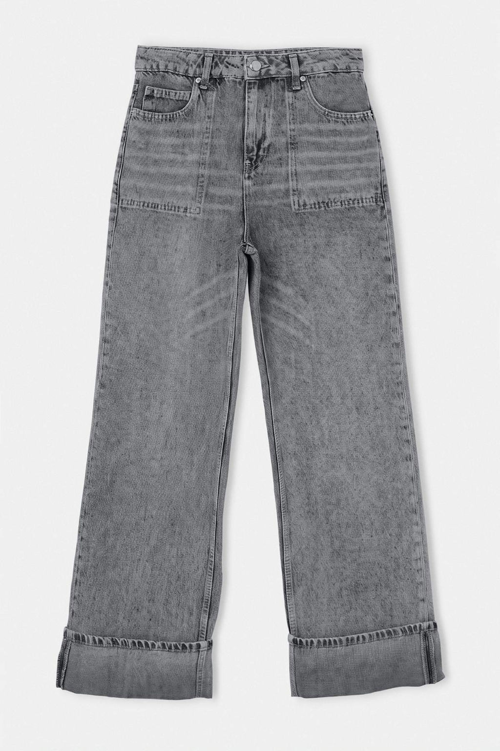 Gri %100 Pamuk Y_ksek Bel Wide Leg Jeans TWOAW27JE00016 - Trendyolmilla фото 9