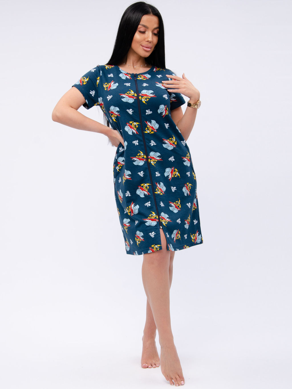 Халат "Красотка 11" бананы, трикотаж