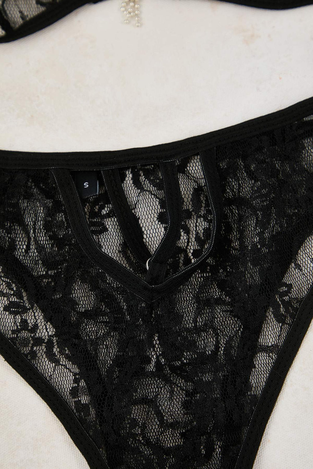 Siyah Dantel Duz Kaps?z Ic Camas?r? Tak?m? THMAW26CC00019 - Trendyolmilla фото 6