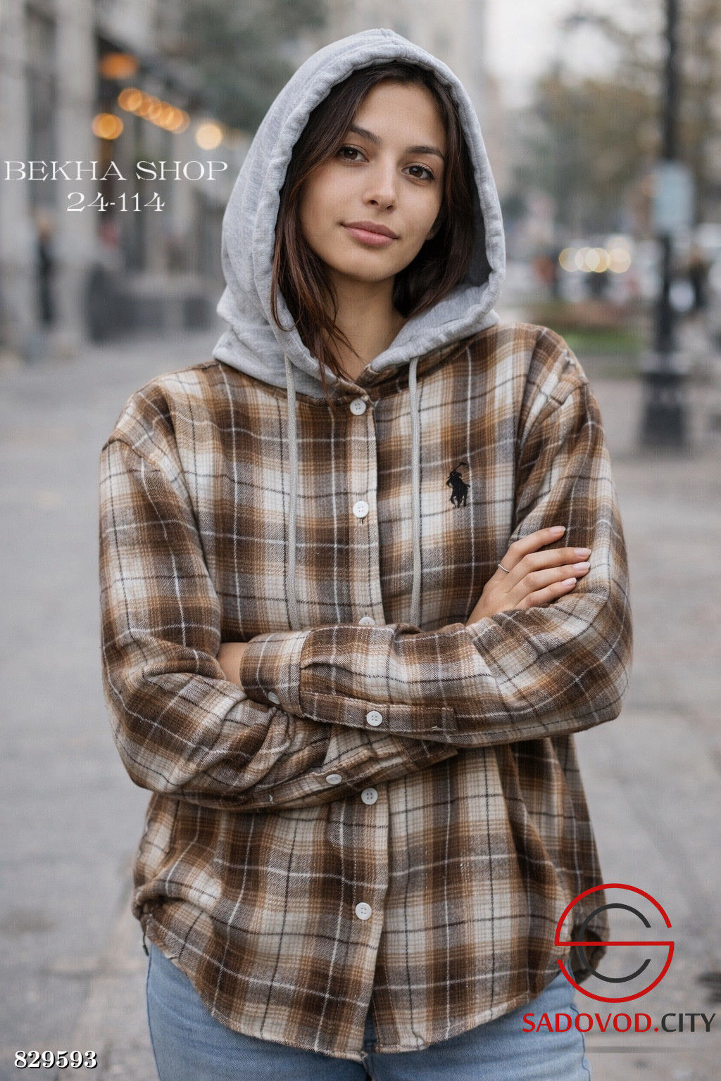 Рубашка женская в клетку