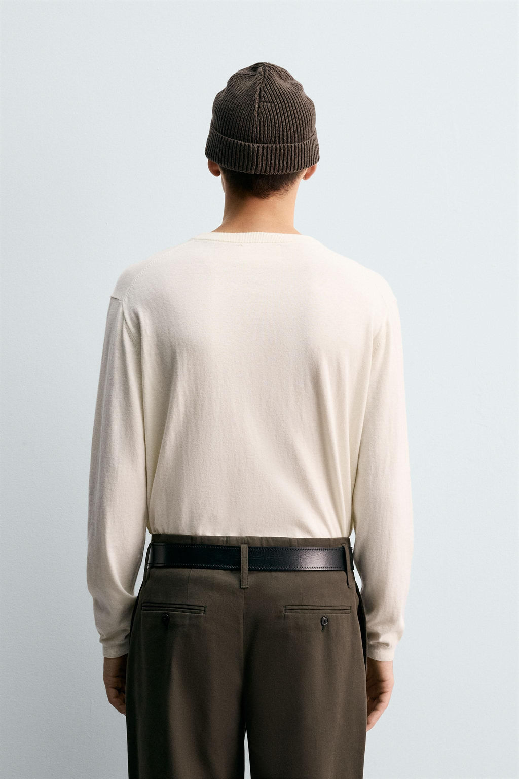 COTTON-CASHMERE BUTTON NECK SWEATER