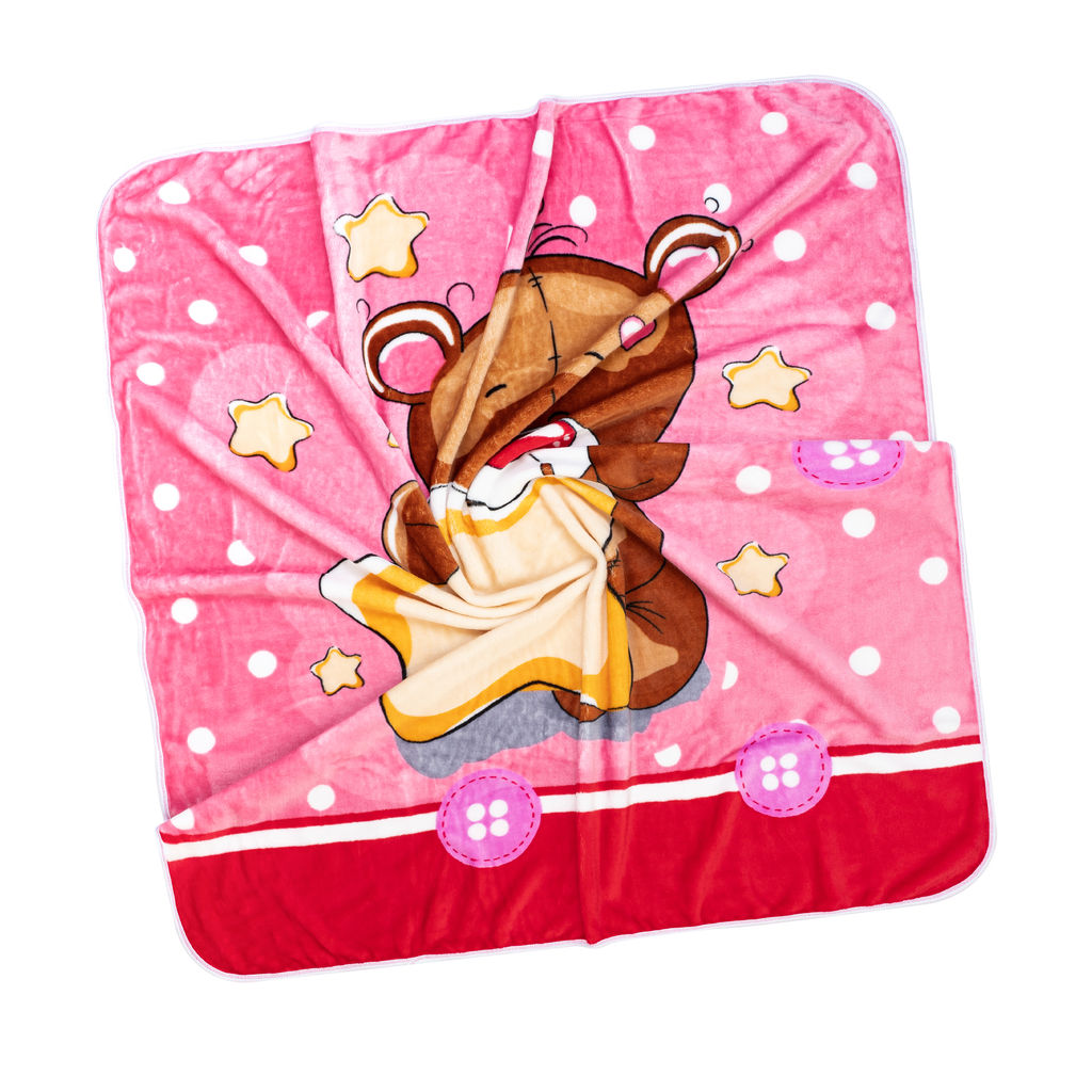 Одеяло детское розовое мишка со звездой