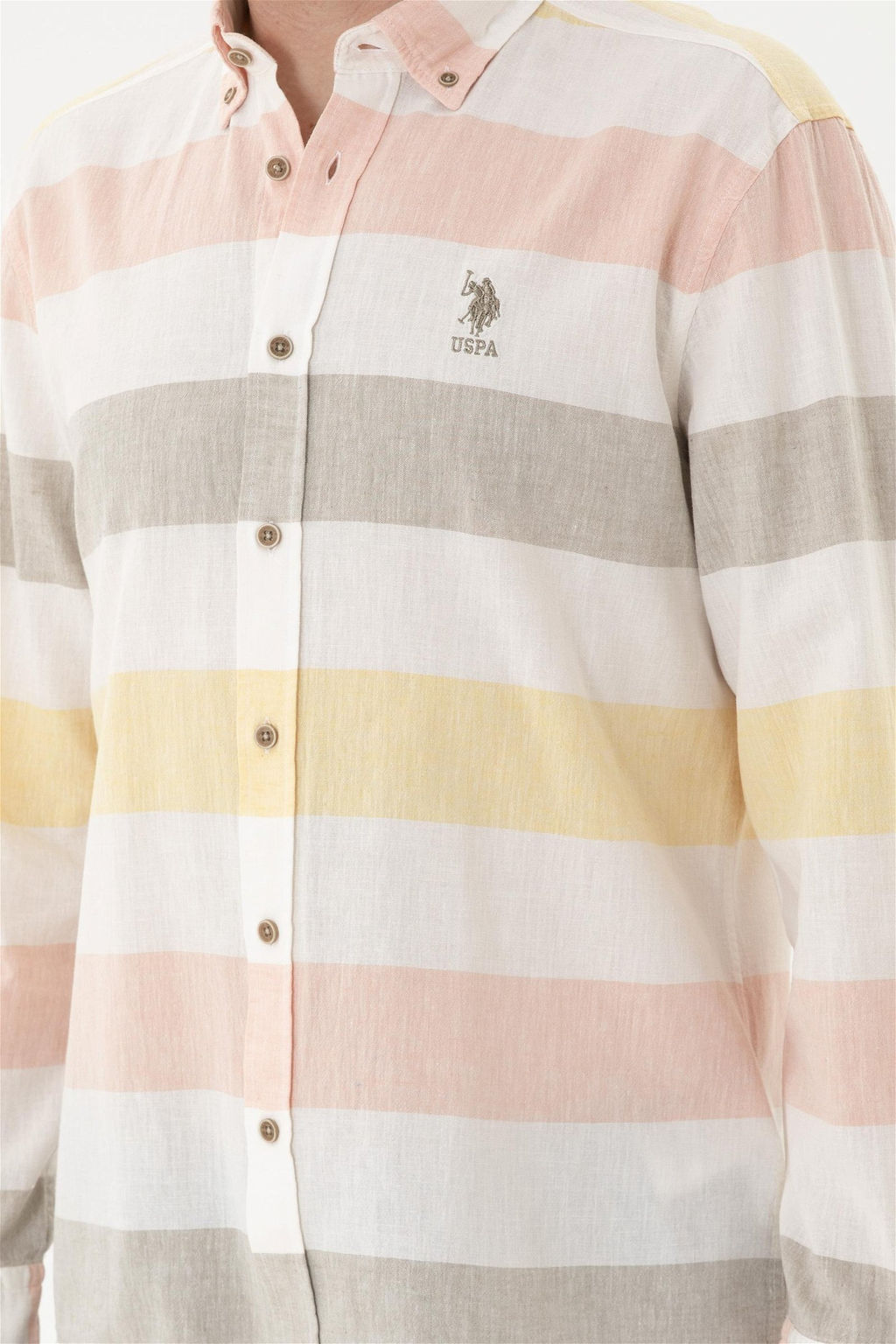 Мужская рубашка цвета хаки с длинным рукавом - U.s. polo assn фото 6