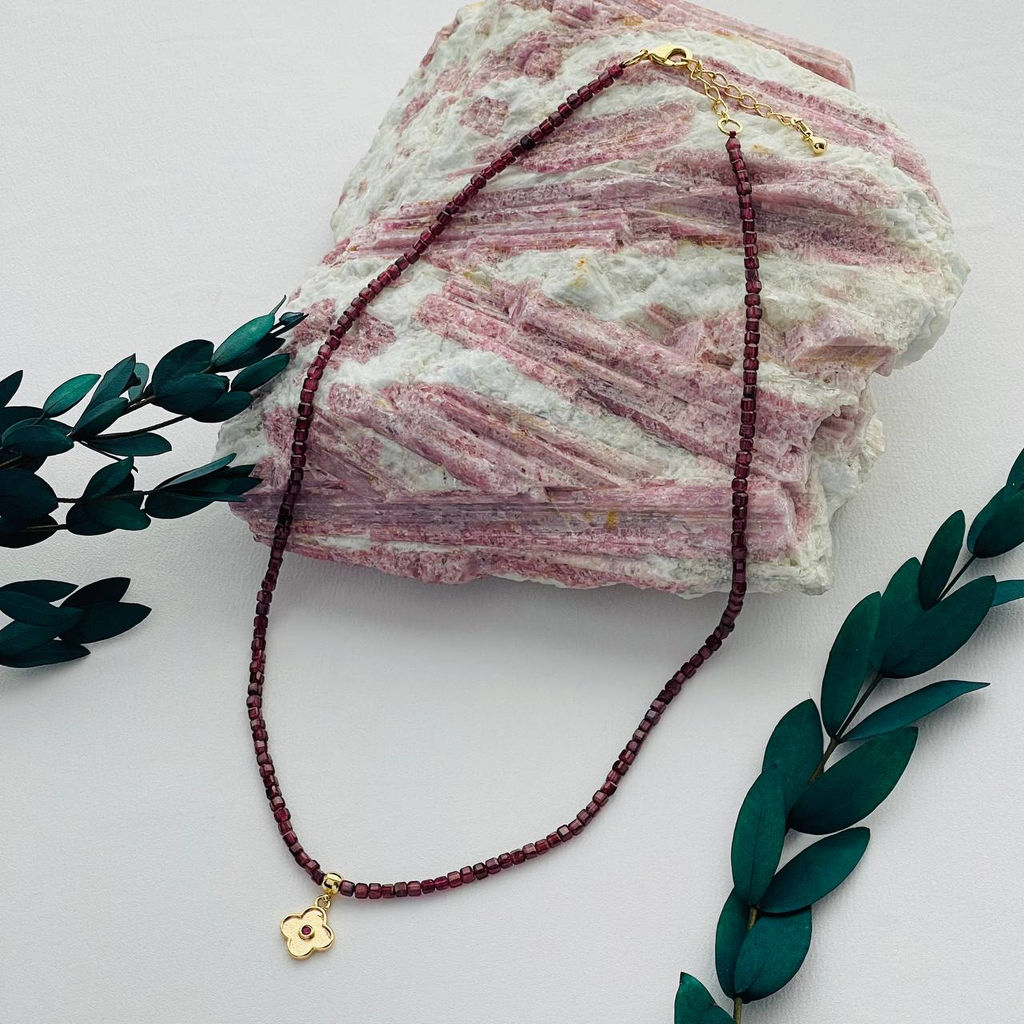 Колье из Граната с подвеской 45 см +