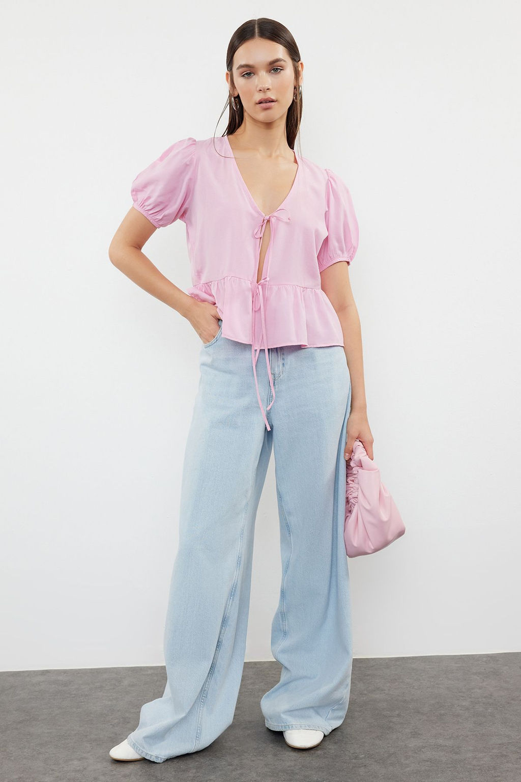 Pembe Baglamal? Dokuma Gomlek TWOSS24GO00237