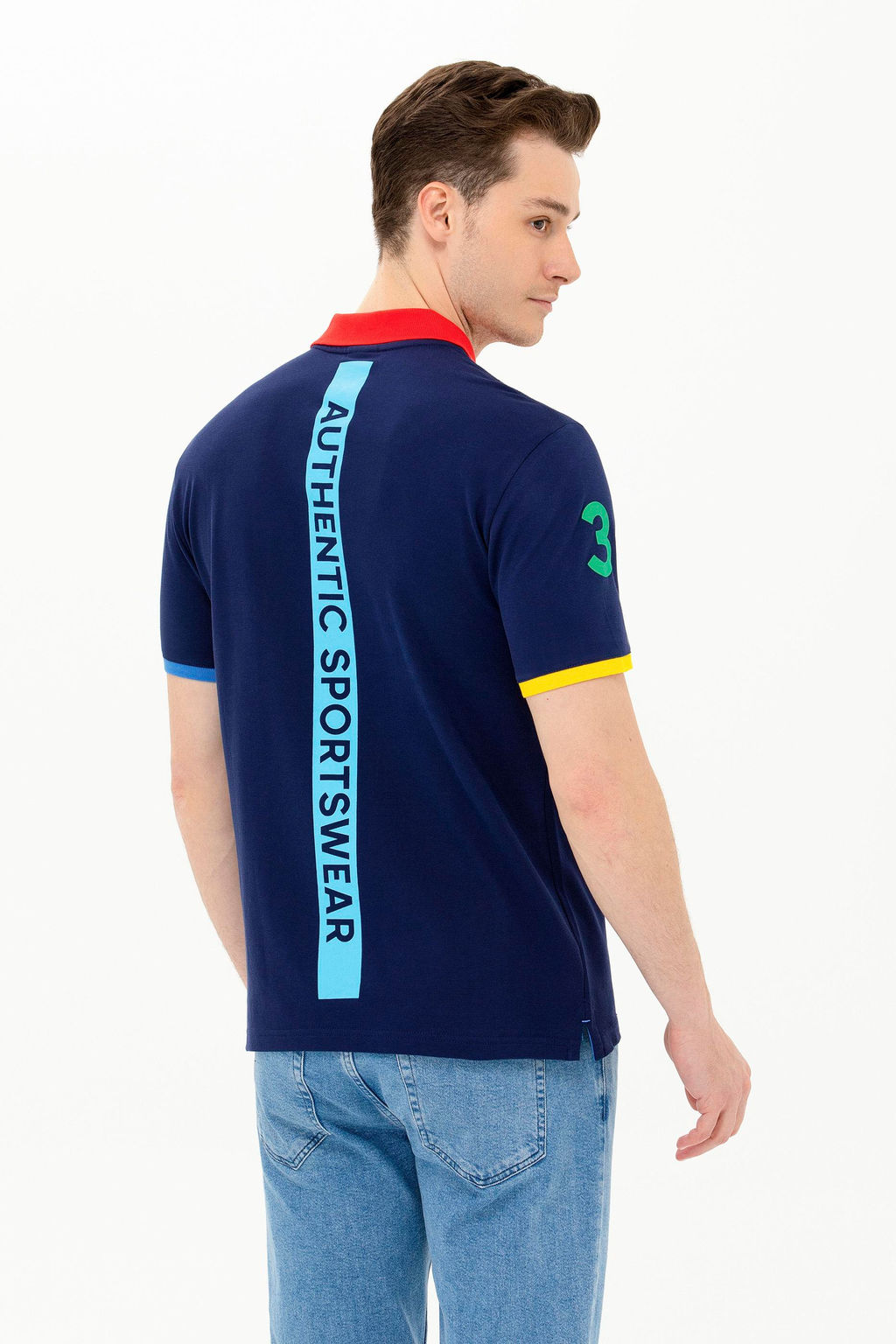 Мужская темно-синяя футболка с воротником-поло - U.s. polo assn фото 6