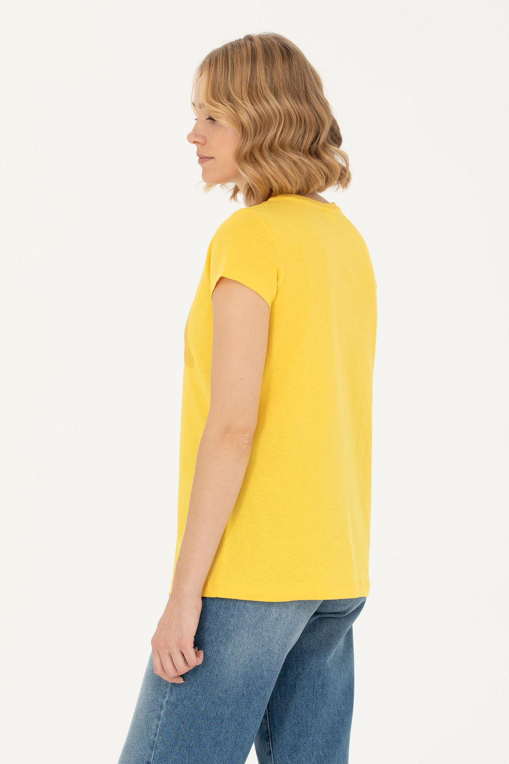 Женская желтая базовая футболка - U.s. polo assn фото 12