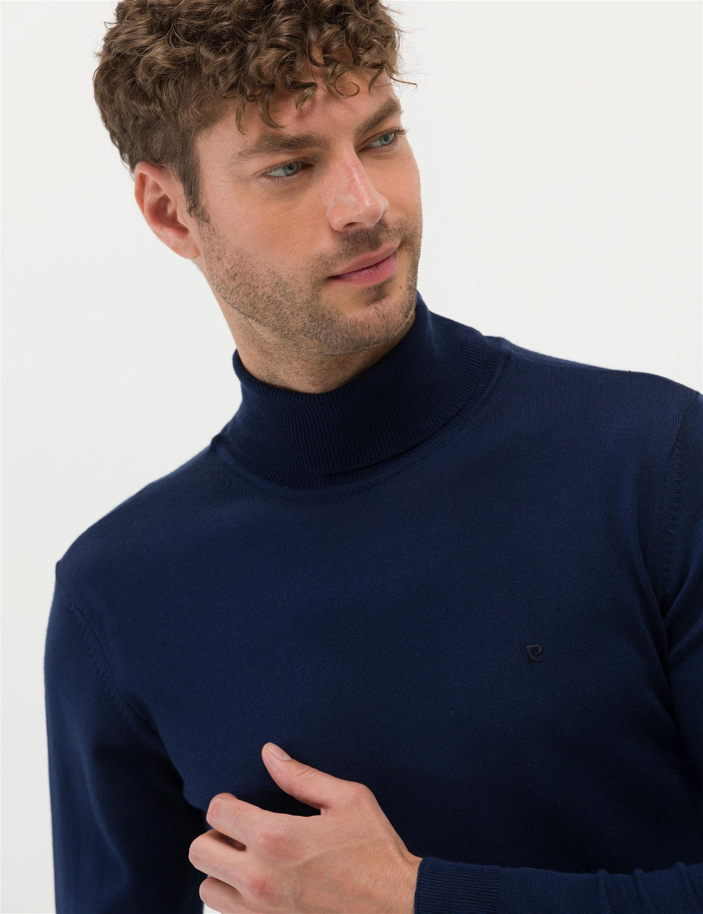 A__k Lacivert Slim Fit Bal_k__ Yaka Basic Triko Kazak - Pierre cardin фото 2