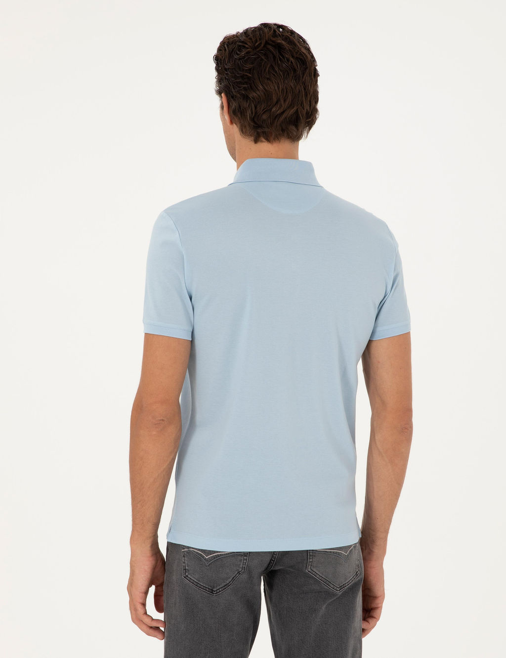 Голубая базовая футболка узкого кроя - Cacharel фото 5