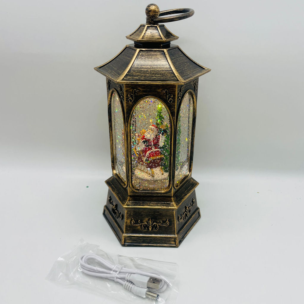 Новогодний декор Фонарь стекло - Дед Мороз в санях 26 см (арт. 8894A) - Ип лебедев о.ю фото 7