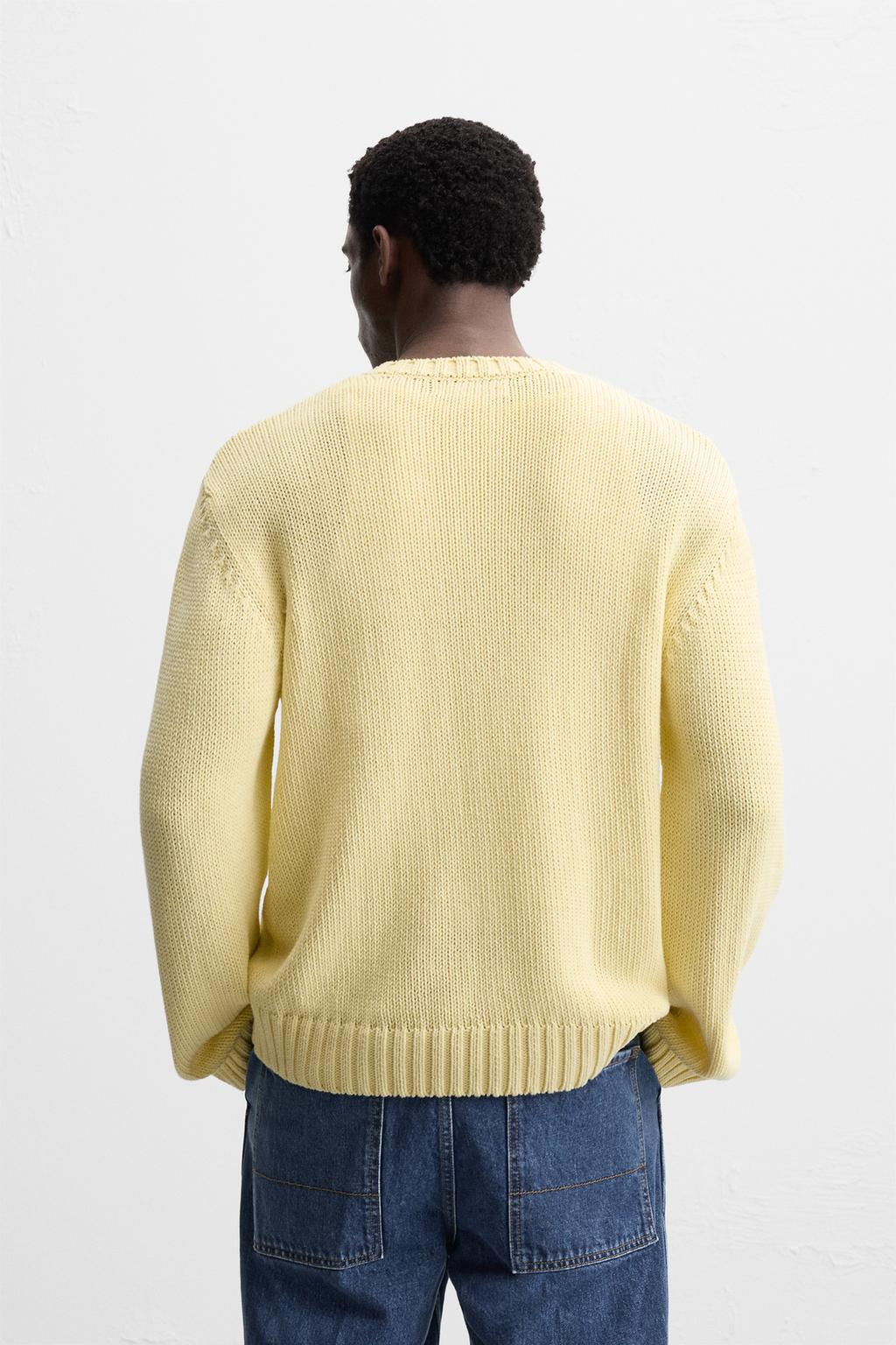 V-NECK SWEATER WITH TEXTURED WEAVE - Zara фото 3