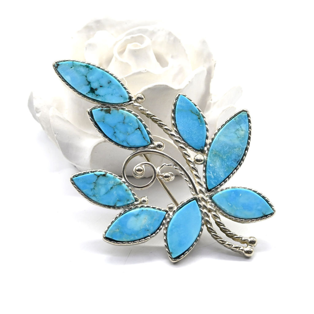 Брошь бирюза (имитация) 55*36мм