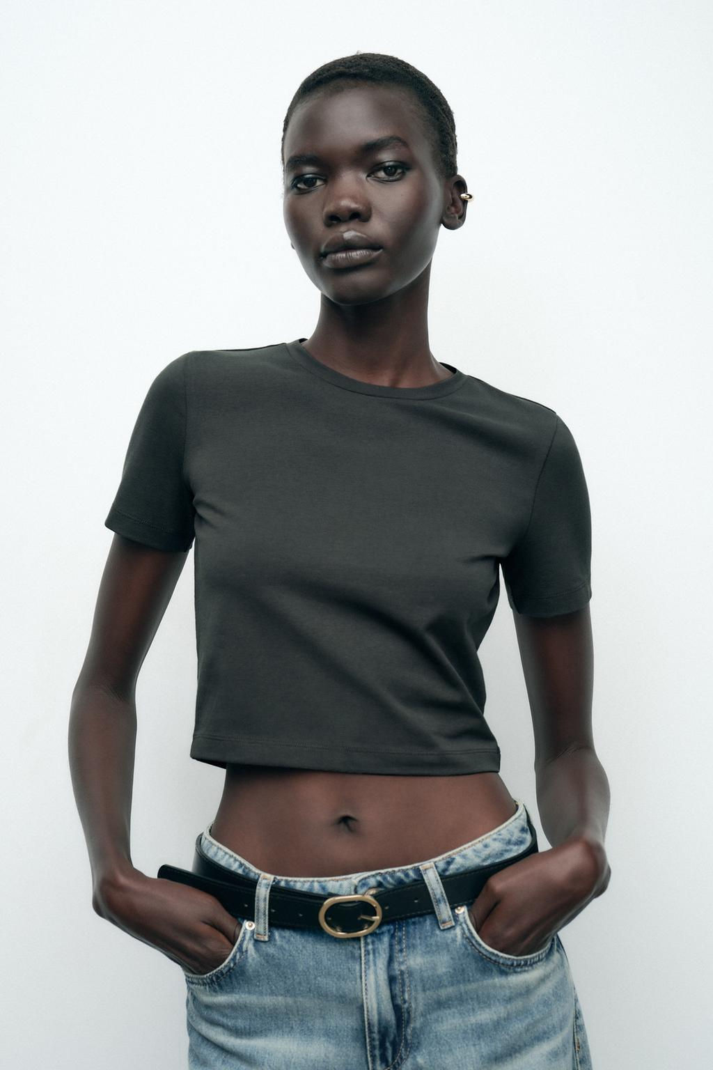 CROPPED STRETCH T-SHIRT - Zara фото 51