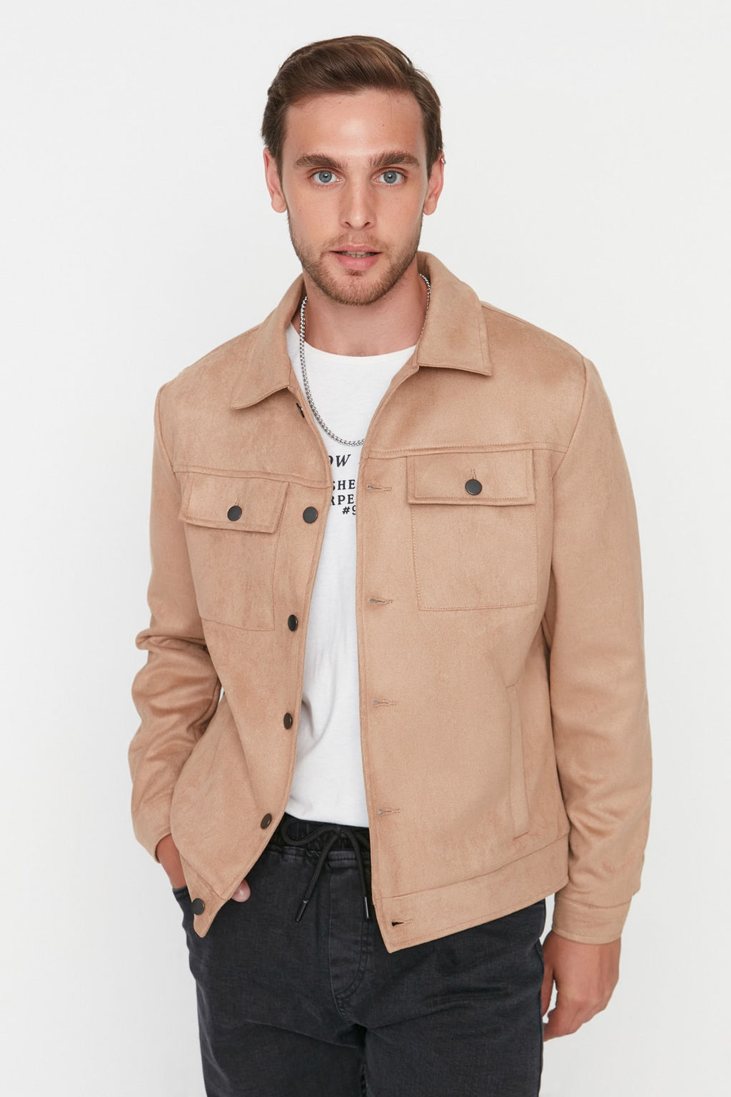 TRENDYOL MAN Camel Regular Fit Cepli Dugmeli K?sl?k Mevsimlik Suet Ceket Mont TMNAW23MO00037 - Trendyolmilla фото 2