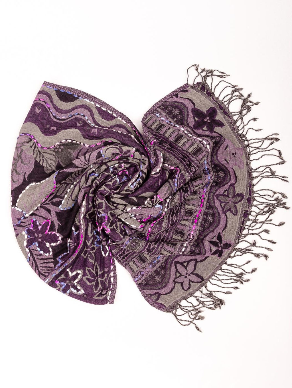 Палантин с вышивкой (шерсть вареная) в ассортименте №Тк906/26