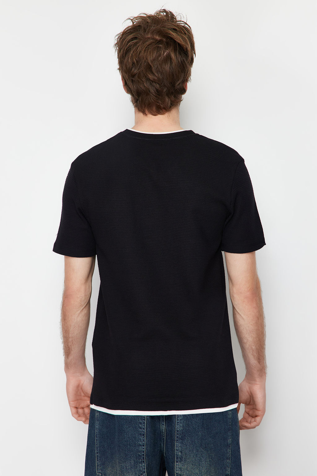 Siyah-Mint Regular/Normal Kesim 2li Paket Dokulu %100 Pamuklu T-Shirt TMNSS24TS00097 - Trendyolmilla фото 8