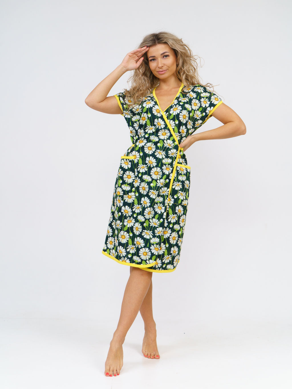 674 Халат "Ромашки/хаки"