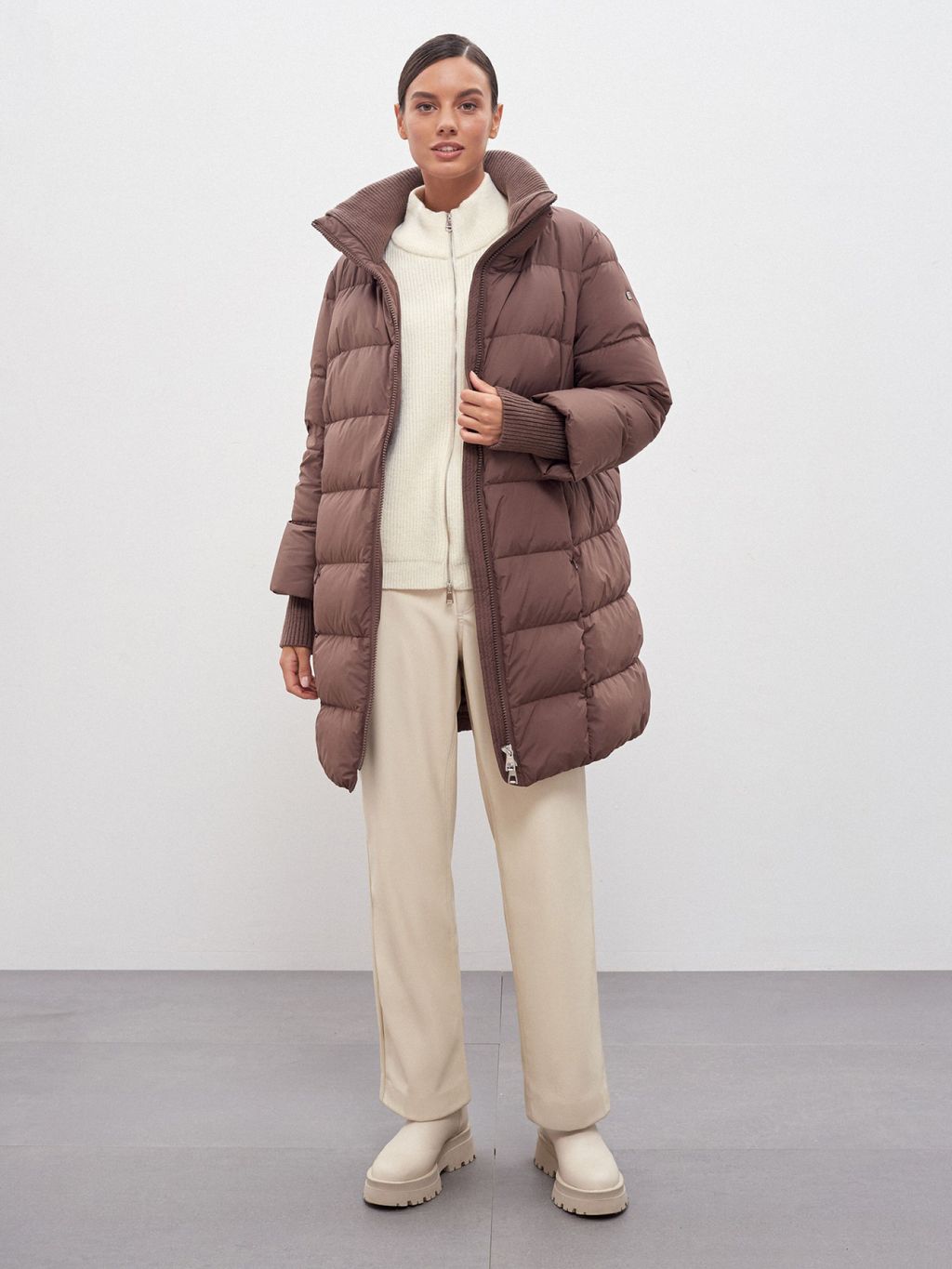 Conso/WDM 220509 - coffee Пуховое Полупальто фото 3