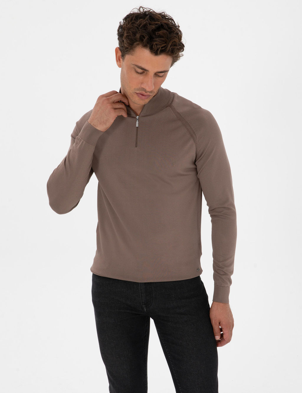 Vizon Slim Fit Dik Yaka Fermuarl_ Triko Kazak - Pierre cardin фото 3