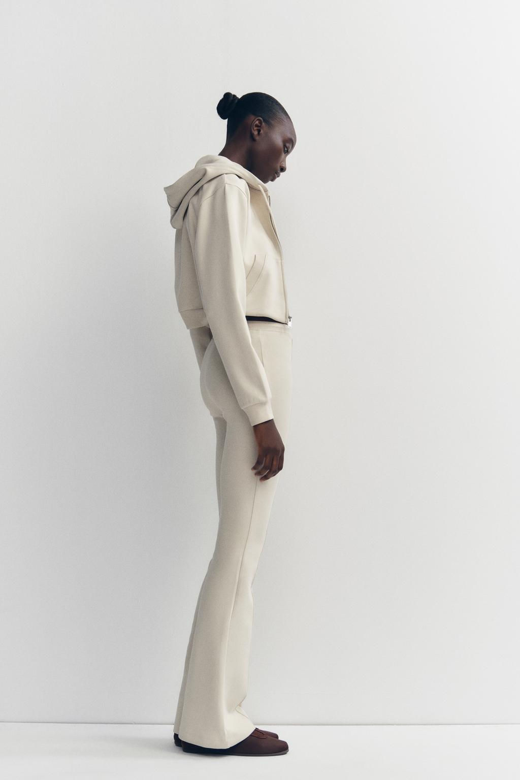 STITCHED INTERLOCK BELL BOTTOM TROUSERS - Zara фото 9