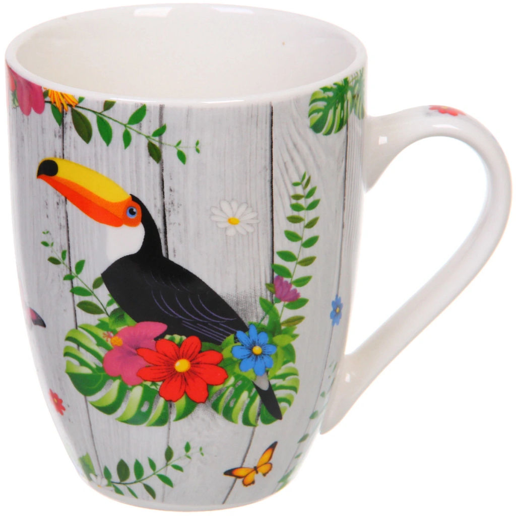 Цена за 2 шт. Кружка керамическая 350мл "Экзотические птицы"
