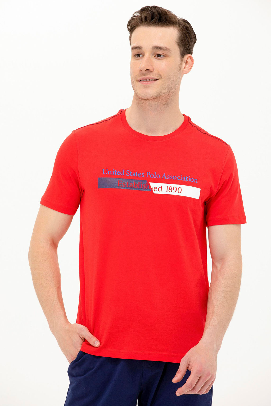 Мужская красная футболка с круглым вырезом - U.s. polo assn фото 17
