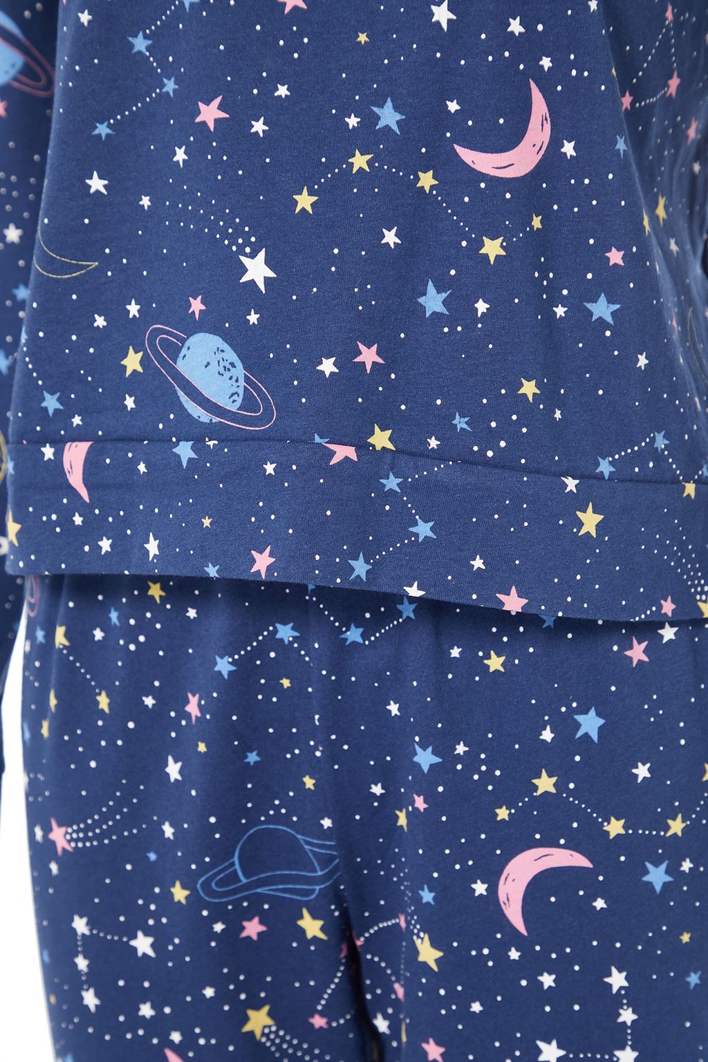 Trendyolmilla Lacivert %100 Pamuklu Galaksi Desenli Orme Pijama Tak?m? THMAW21PT0794  фото 11