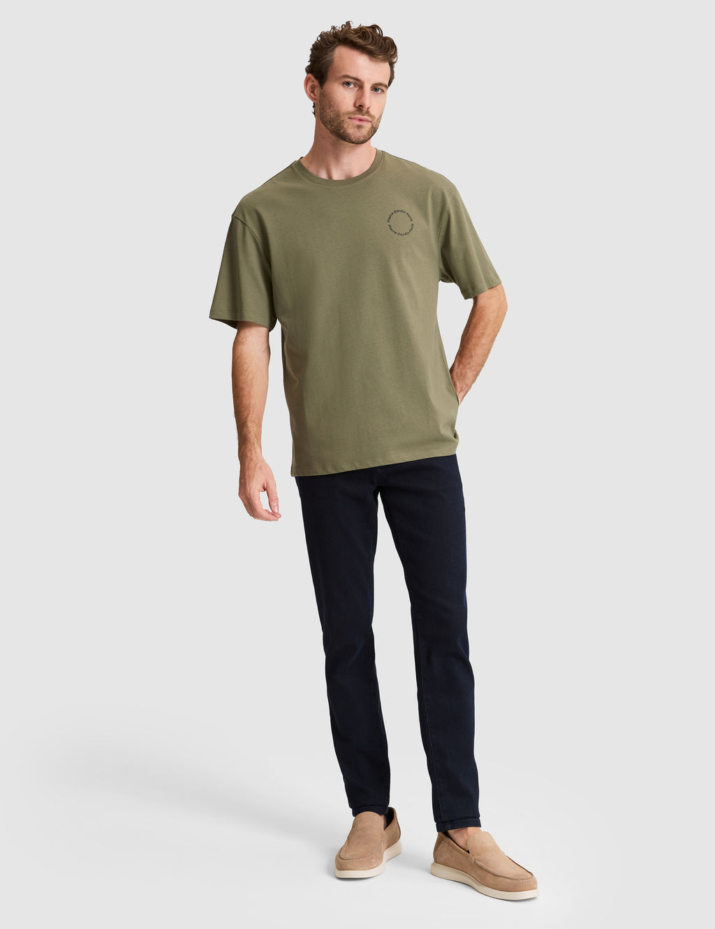 Haki Comfort Fit Bisiklet Yaka Ti__rt