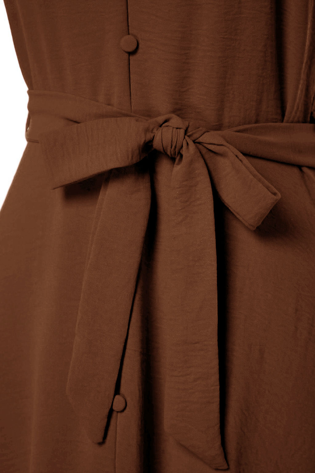 Kahverengi Kusakl? A-Kesim Volanl? Dugme Detayl? Dokuma Maxi Elbise TWOSS23EL02271