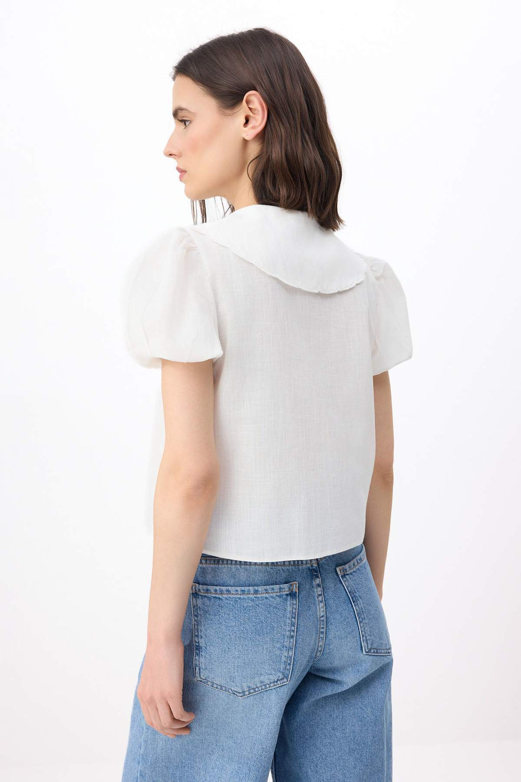 Beyaz Balon Kollu Pamuklu Gomlek TWOSS26GO00126