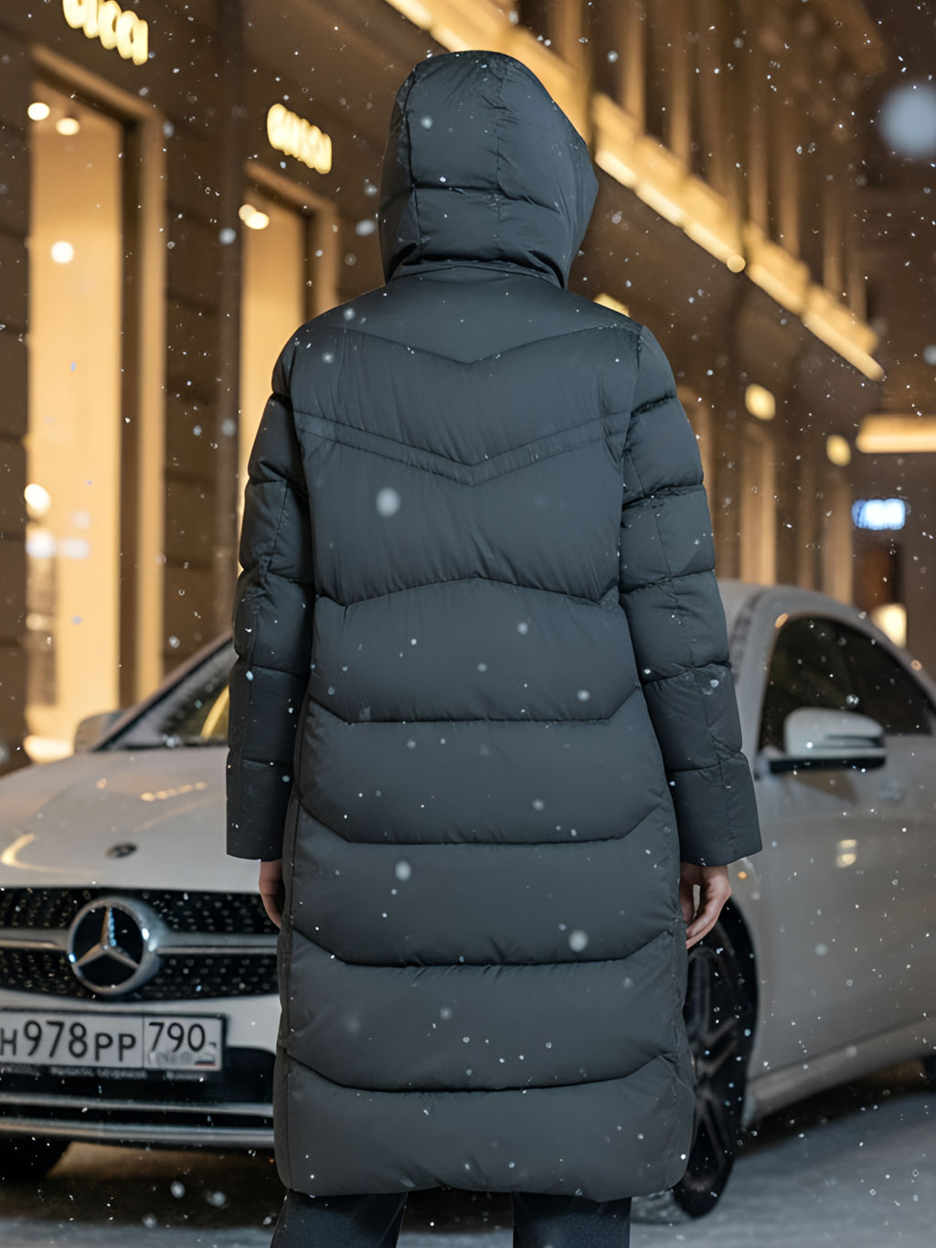 Пальто зимнее утепленное с капюшоном женское зеленого цвета 7702Z - Visdeer фото 19