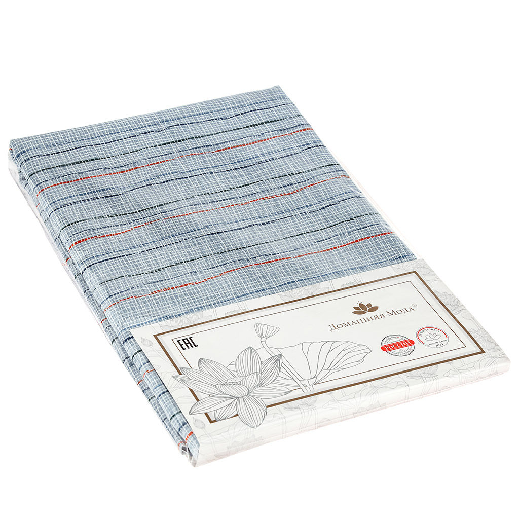 Скатерть 145х145см Рональдо голубой, длина стола до 110см, на 4 персоны, рогожка, хлопок 171г/м2, упаковка классическая 28х41см, Домашняя мода (Россия)  фото 4