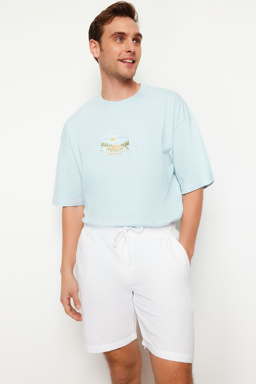 TRENDYOL MAN Haki Loose Fit Pamuklu Bagc?kl? Sort TMNSS23SR00056 - Trendyolmilla фото 3