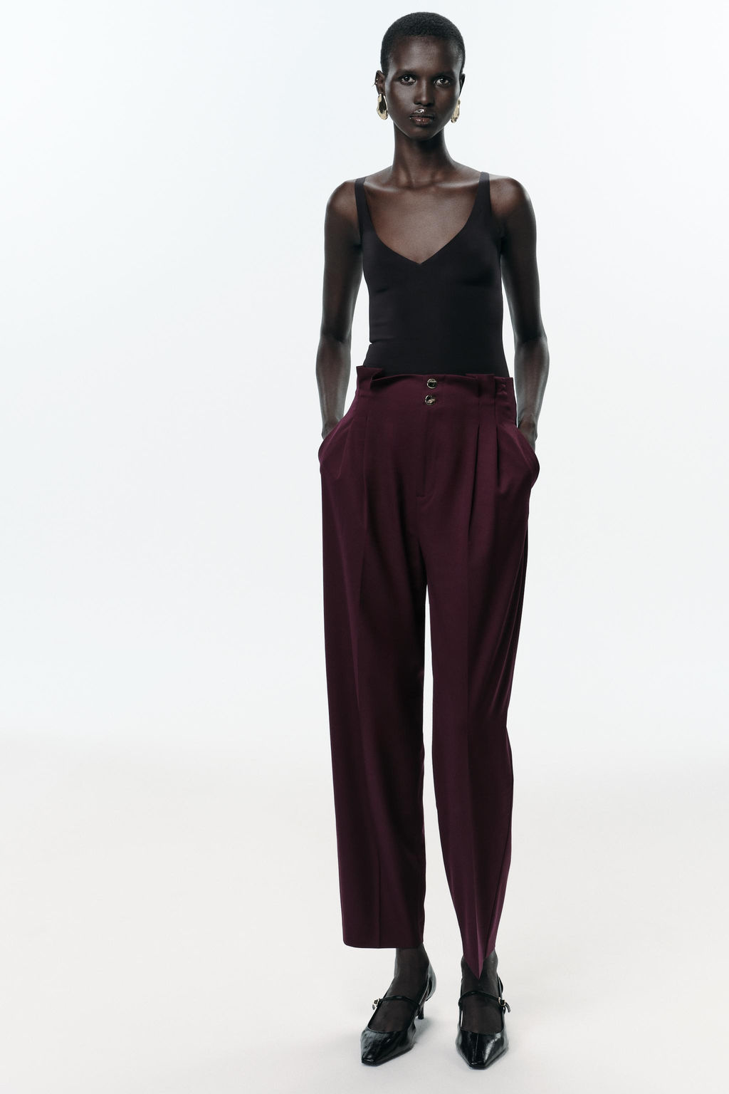 PAPER BAG TROUSERS WITH DARTS