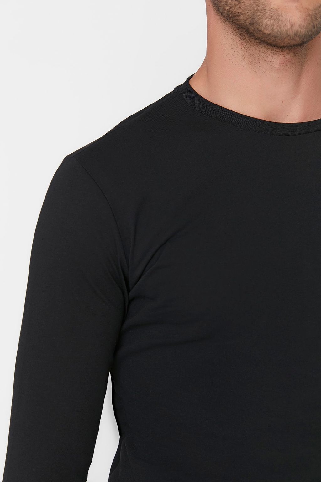TRENDYOL MAN Siyah Basic Regular/Normal Kesim Bisiklet Yaka Uzun Kollu %100 Pamuk Tok Kumas T-shirt TMNAW21TS0208 - Trendyolmilla фото 10