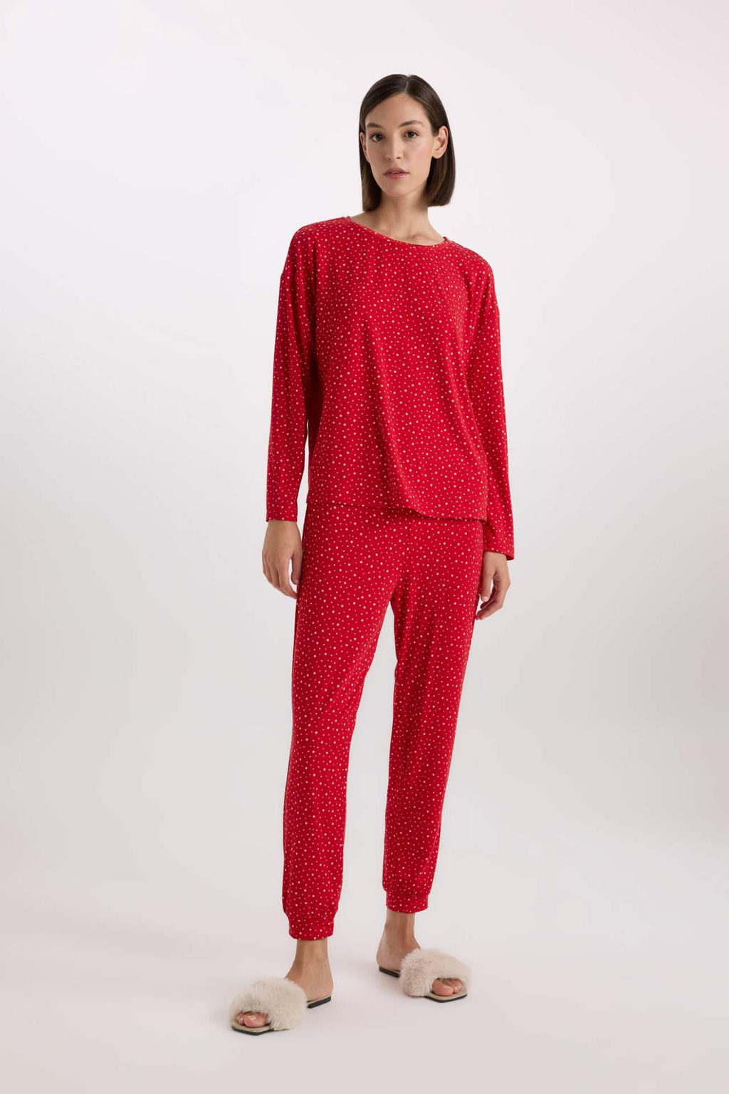 Fall in Love Pijama Tak?m? Softshell Uzun Kollu Ust Beli Lastikli Uzun Alt - Defacto фото 2