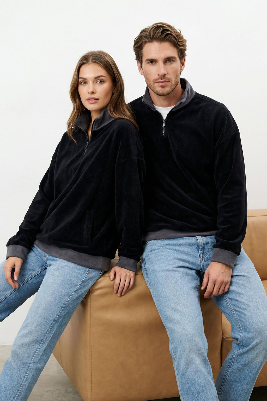 TRENDYOL MAN Lacivert Oversize/Genis Kesim Dik Yaka Renk Blok Anti-pilling Polar Polar Sweatshirt TMNAW24SW00036 - Trendyolmilla фото 7